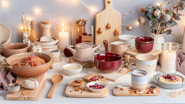 Kolacja przy świecach z domowymi potrawami